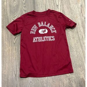 New Balance Youth Boys Logo Print T-Shirt Short Sleeve Crewneck Red Size 10
